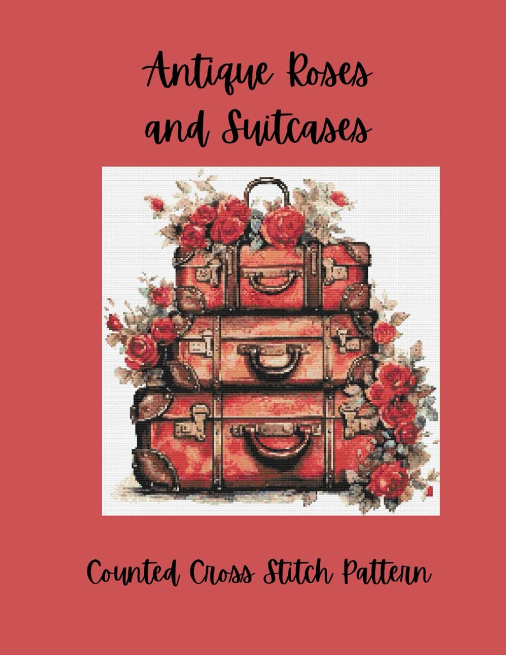 Antique Roses and Suitcases: Counted Cross Stitch Pattern