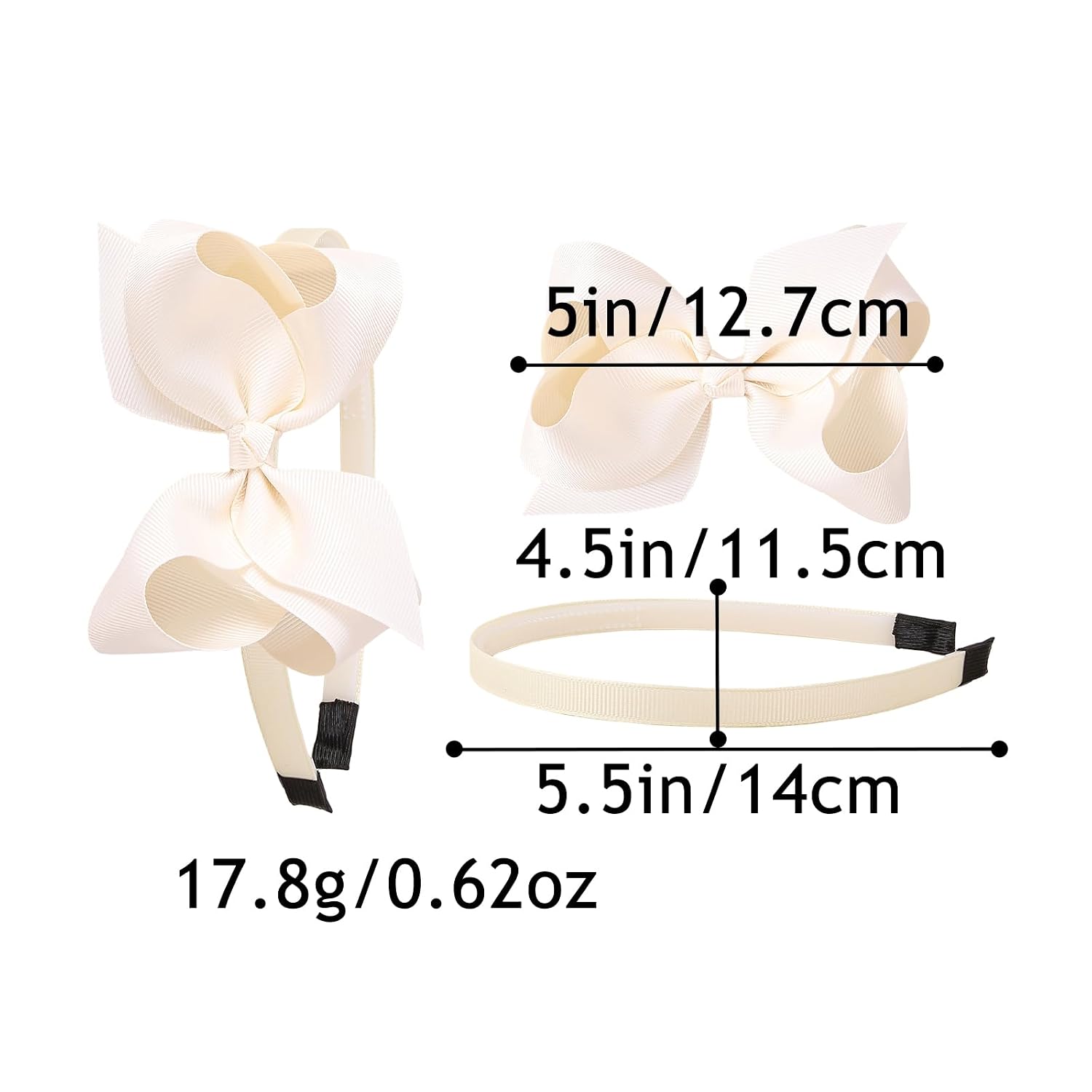 8pcs/set Girls' Big Bow Headbands, Assorted Colors Grosgrain Ribbon Hair Bows Hairbands for Baby Toddlers Kids