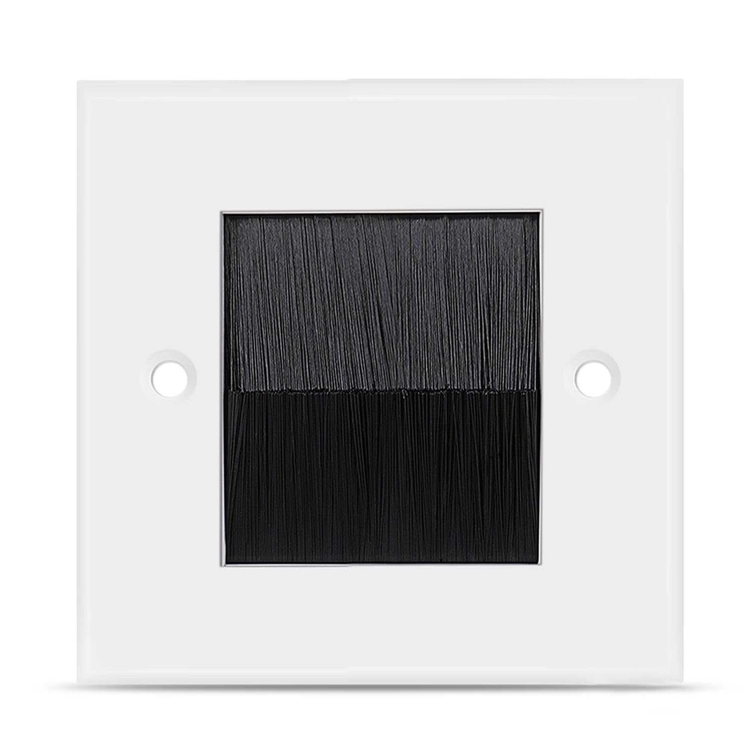 TNP Brush Faceplate Faceplate Wall Plate - Single Gang Cable Entry Access Brush Bristles Style Strap Opening Port Insert Socket Wiring Plug Jack Decorative Face Cover Outlet Mount Panel (Black) โ image 1