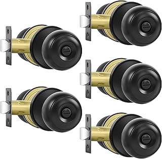 Privacy Door Knobs, 5 Pack Matte Black Door Knobs with Lock, Bed and Bat...