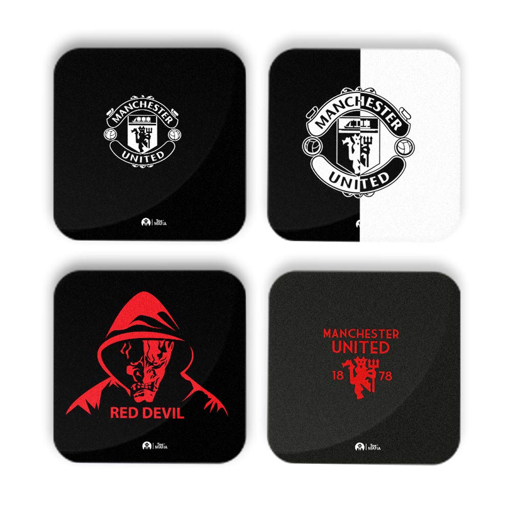 Tee Mafia Printed red Devil Tea Costers | MDF Wood Material Coaster | Home Décor (Set of 4)