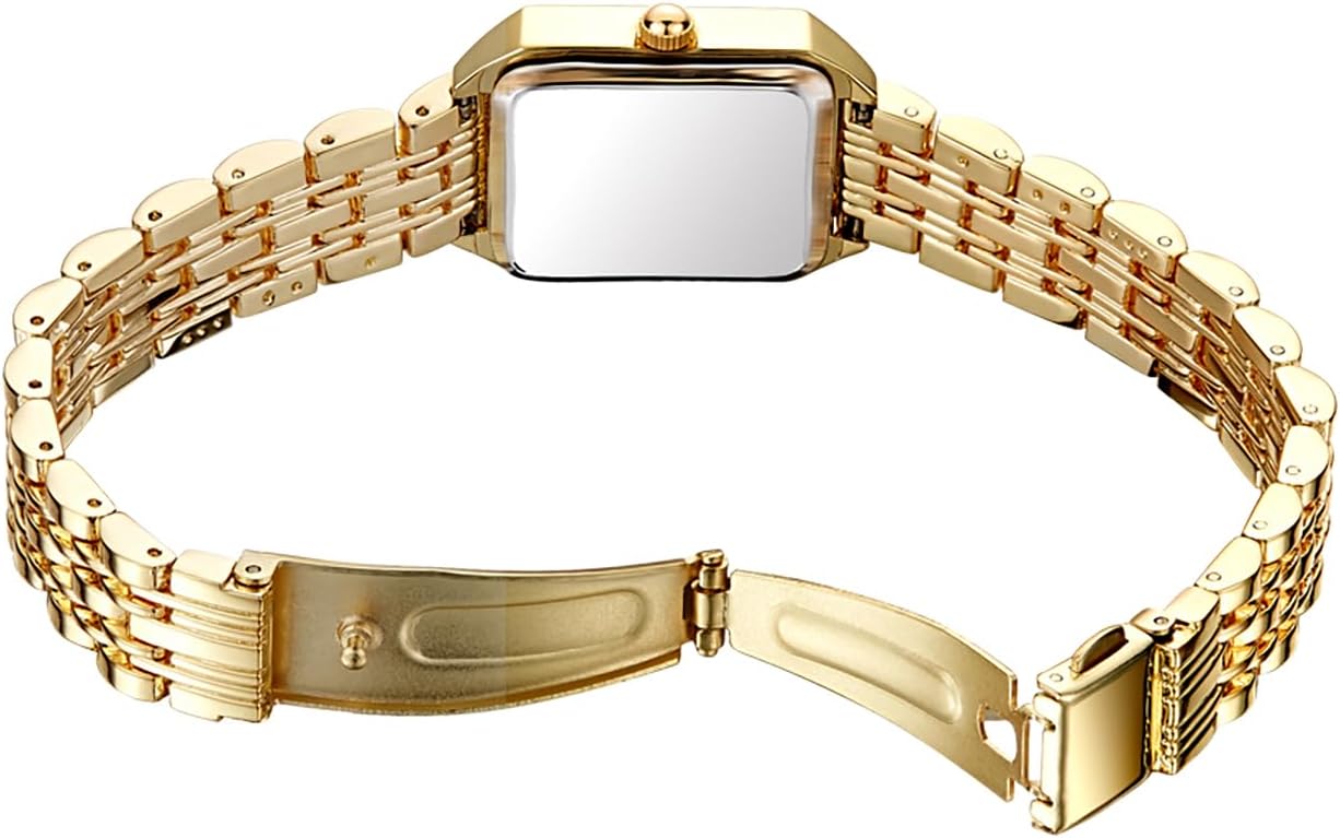 Women's Square Roman Numeral Quartz Watch – Simple Minimalist Stainless Steel Strap Casual Fashion Wristwatch