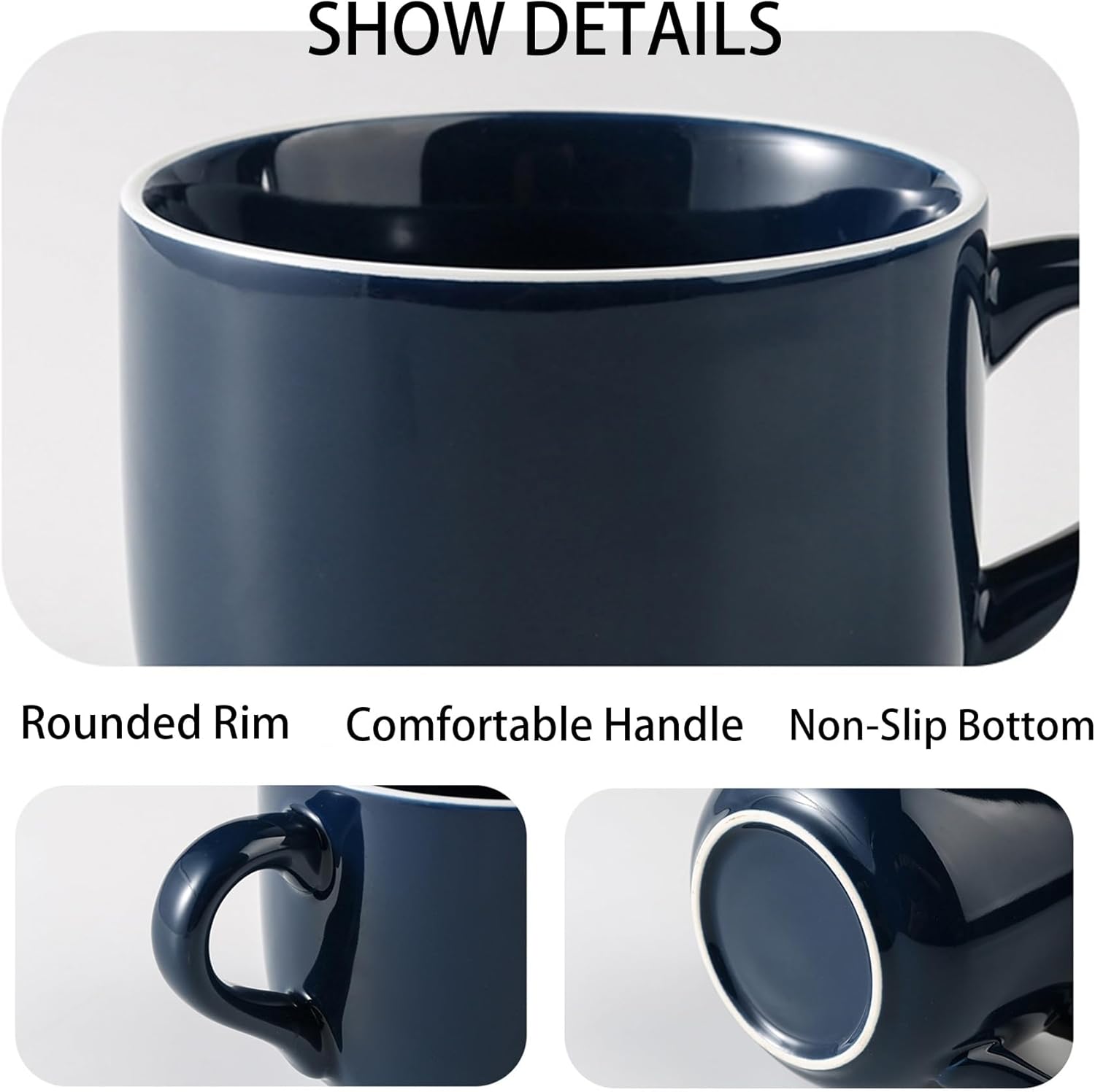 Extra Large Porcelain Coffee 23 Oz Mug, Breakfast Cup and Soup Bowl, Microwave and Dishwasher Safe, Jumbo Wide Mug with Handle - Image 9