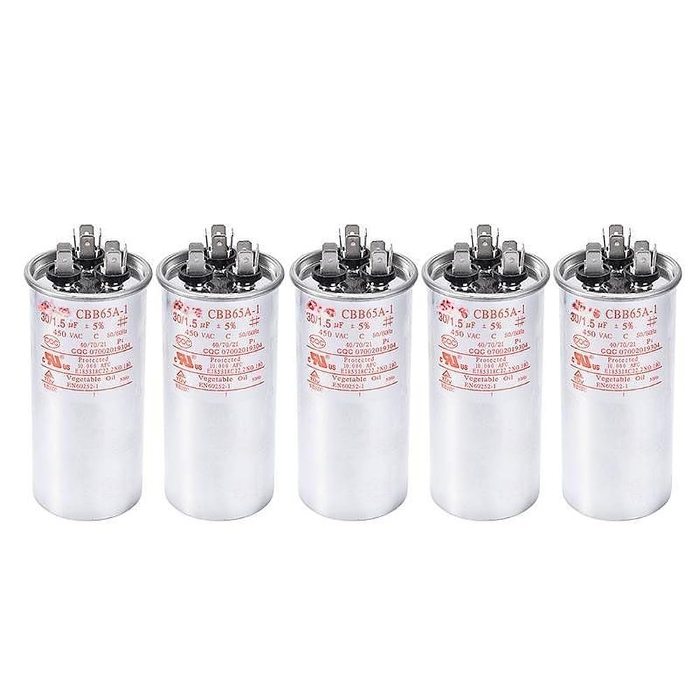 CBB65A-1 Cylindrical AC Capacitor 370-440V AC for Air Conditioner Unit Fan Motor Starting, Heat Pumps, Condensers Straight Cool(60+6UF 5%)