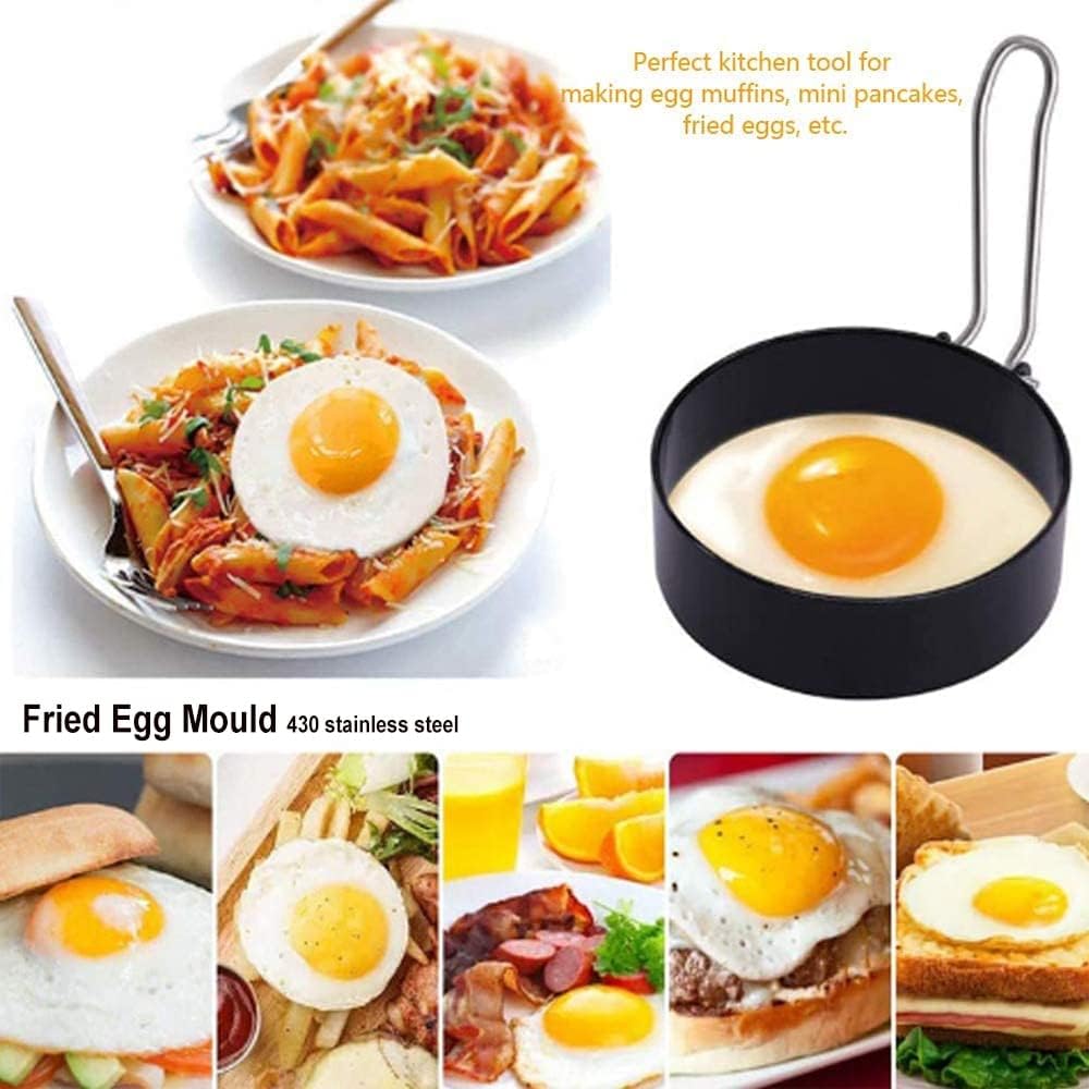Egg Rings for Frying, for Frying 2/1pcs Egg Frying Rings Nonstick Metal Omelette with Handle Round Pancake Moulds for Kitchen Fried Egg Ring(1 Pcs)