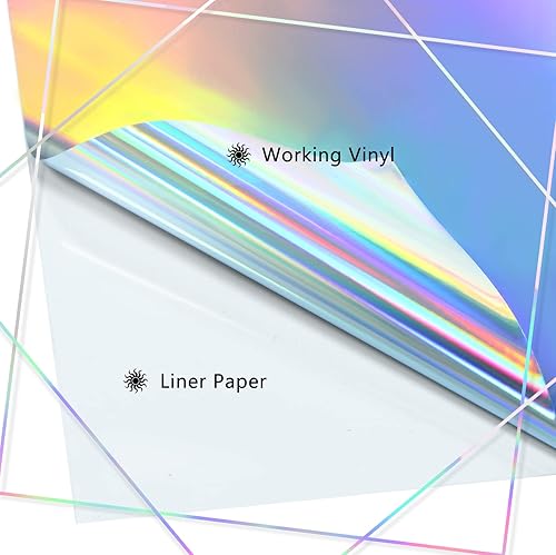 Miniatura 4 de 20 hojas de vinilo holográfico arco iris permanente vinilo iridiscente extraíble para letreros calcomanías manualidades decoración de tazas