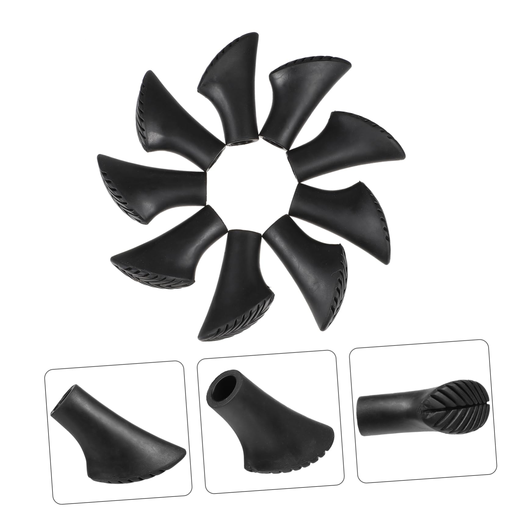 Yardwe Trekkingstock-spitzenset Zusammenklappbar Beschützer Griff Abs Trekking Pole Foot Covers Trekking Pole Tips Polspitzenschutz Wanderstöcke Gummifüße PVC Black