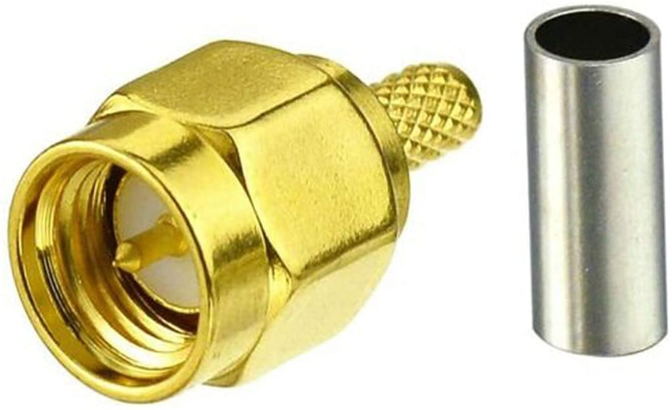 QBM SMA Male Crimp RF Connector Gold-Plating for RG316 RG174 Cable (1 Pc.)