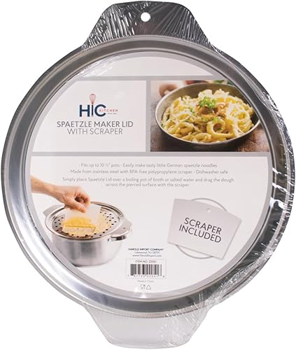 Miniatura 7 de HIC Kitchen Spaetzle - Tapa para hacer albóndigas de fideos con raspador, se adapta a macetas de hasta 10.5 pulgadas