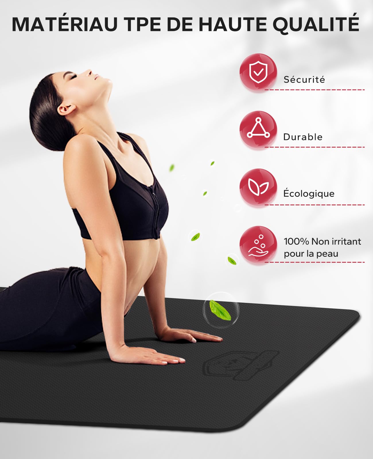 HAPBEAR Grand Tapis de Yoga -183x116/183x122/198x137x0.6cm, Antidérapant, Durable, Écologique, Tapis de Sport et Large pour l'Entraînement à Domicile, Yoga, Pilates, Stretching, Méditation
