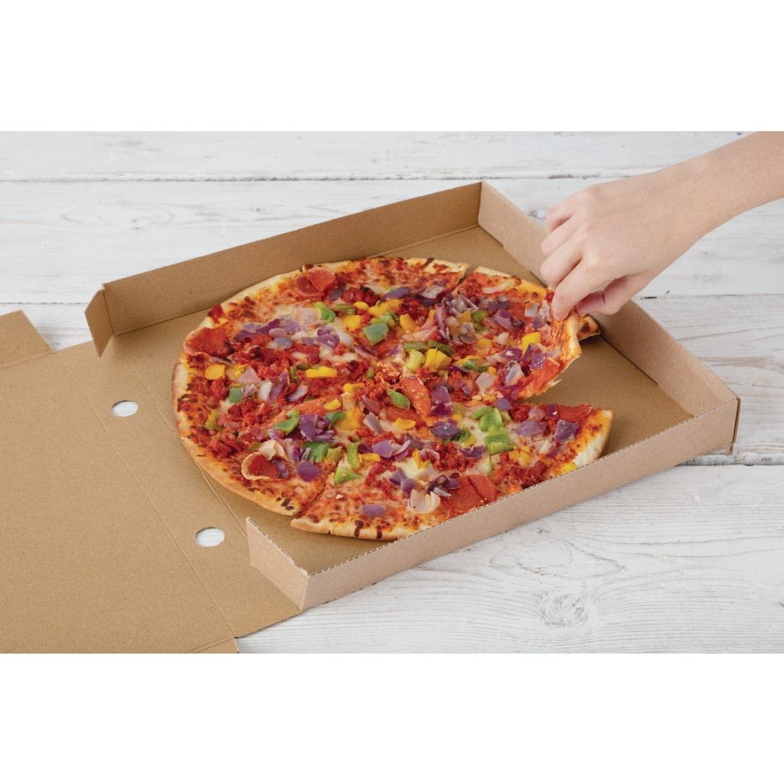 Fiesta - Paquete de 50 cajas de pizza de papel Kraft de 35,6 cm, DC725