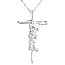 POPLYKE Cross Necklace for Women 925 Sterling Silver Faith Hope Jesus Necklace Religious Jewelry Christian Gifts for Women