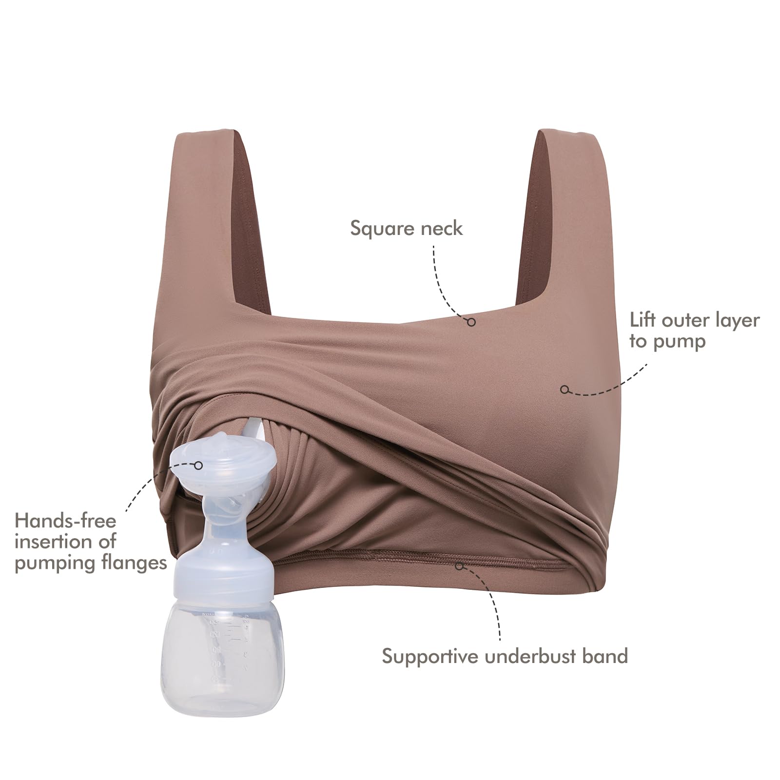 MOMANDA Femme Soutien Gorge d'allaitement Tire-Lait Longline Col Carré sans Manches Grossesse et Sport