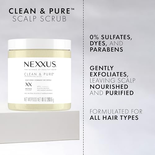 Nexxus Sulfate-Free Hair Scrub To Nourish & Clarify Exfoliating Scalp Scrub Silicone, Dye, & Paraben Free Hair Scrub 10 oz White