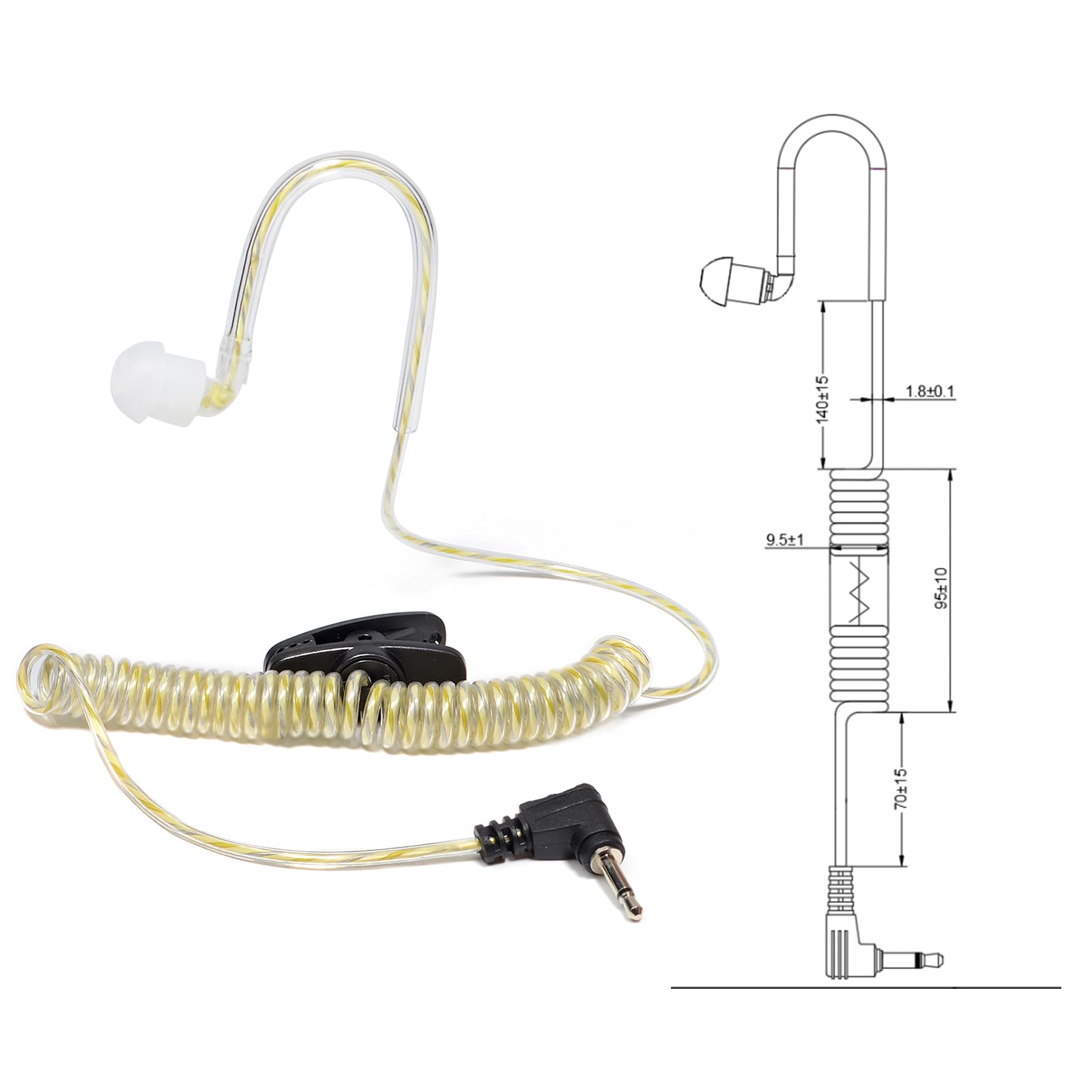 UAYESOK Listen Only Radio Earpiece 1 Pin 2.5mm Jack - Image 4