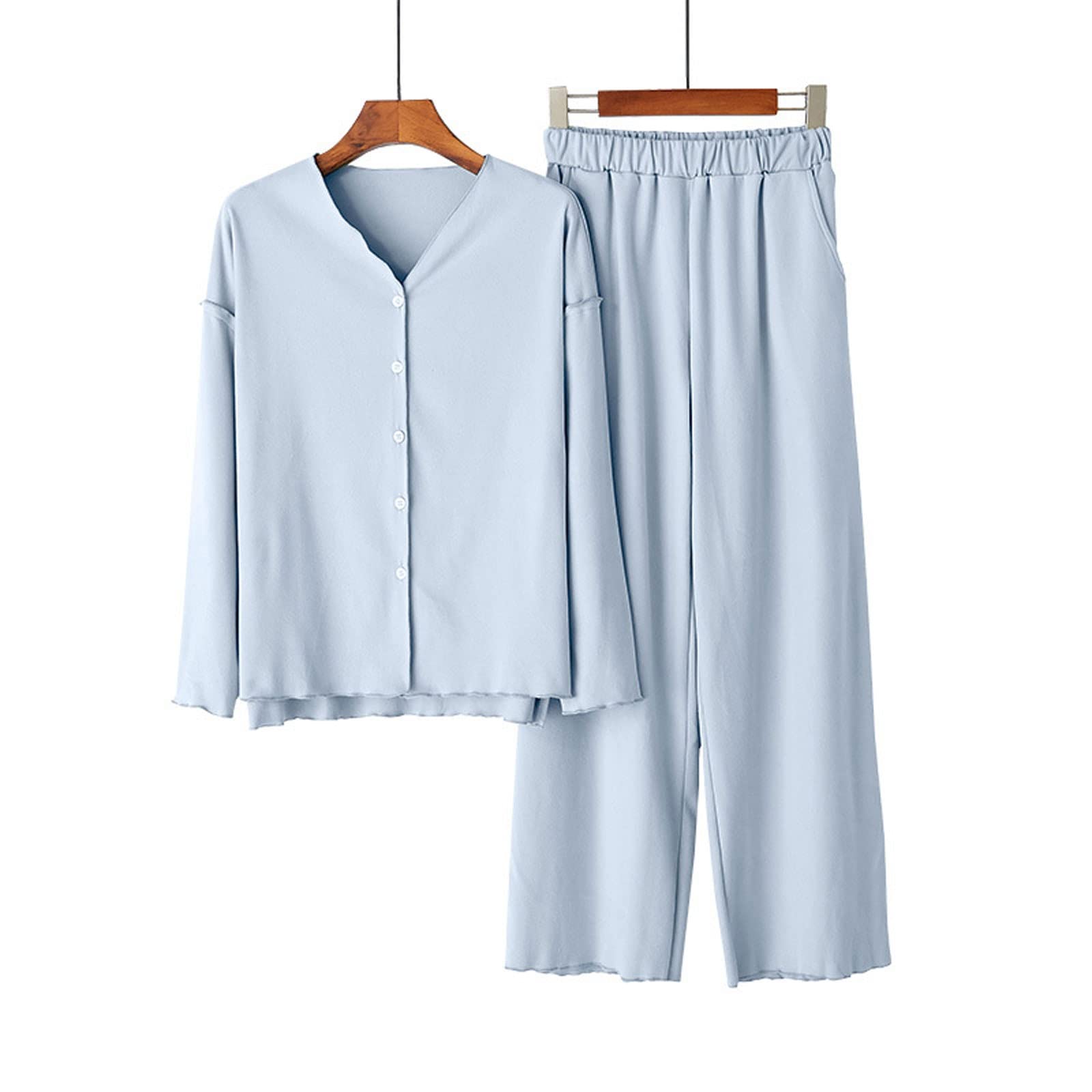 Zestaw piżam damskich Miękka bielizna nocna Pjs Jesienna i zimowa piżama damska Luźna domowa piżama na co dzień Ciepły zestaw PJ Set Loungewear Bielizna nocna (Color : C, Size : M-size)
