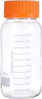 3 Pack 1000 mL Wide Mouth Graduated Round Reagent Media/Storage Lab Glass Bottle With GL80 Orange Polypropylene Screw Cap