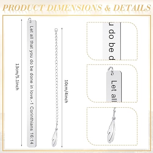 Miniatura 2 de Thenshop 5 marcapáginas con versículo bíblico para mujeres, regalos cristianos inspiradores de Navidad, de acero inoxidable, plateados, marcadores