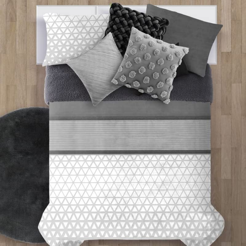 Manterol EDREDON Sherpa CONFORTER DOKO 059 TRIANGULOS Gris (Cama 180 (270x260 cm.))