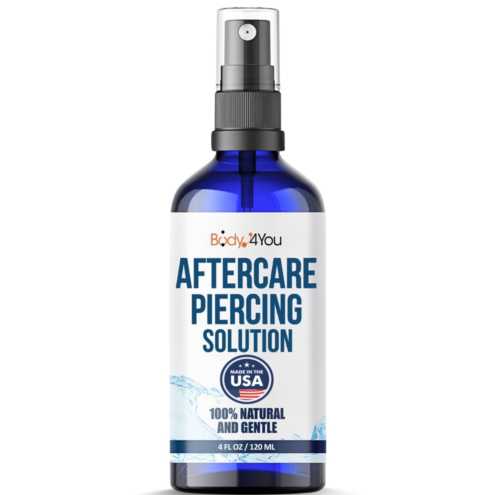BodyJ4You Piercing Aftercare Spray - Saline Natural Recovery Formula - Tea Tree Sea Salt Aloe Rosemary - Ear Piercing Kit Gauges Navel - Wound Care Keloid Bump Removal - Fine Mist 4 Fl Oz