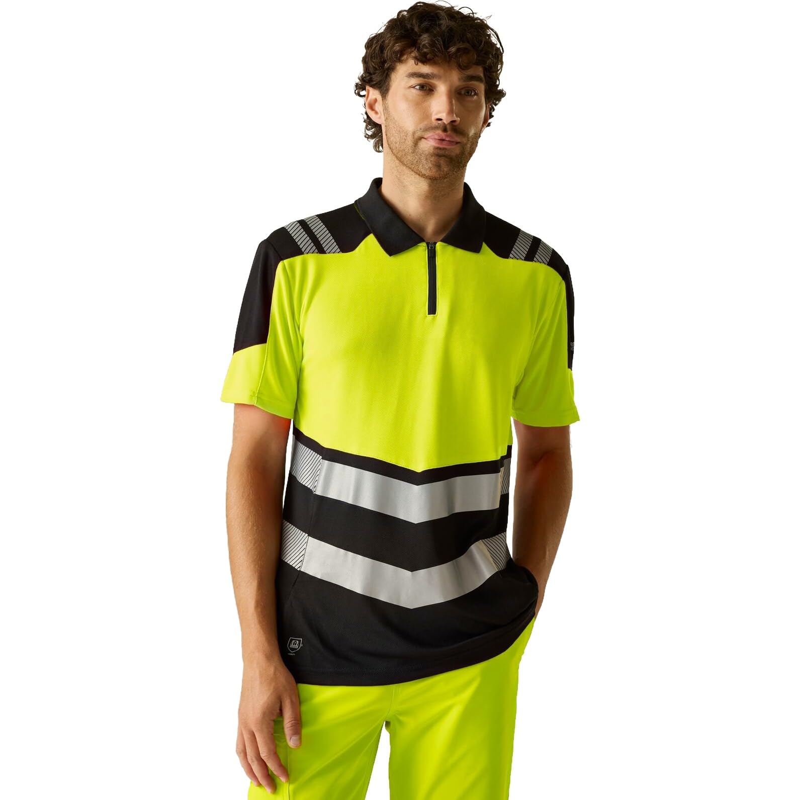 Regatta Professional Mens Hi-Vis Polo Shirt (3XL) (Black/Yellow)