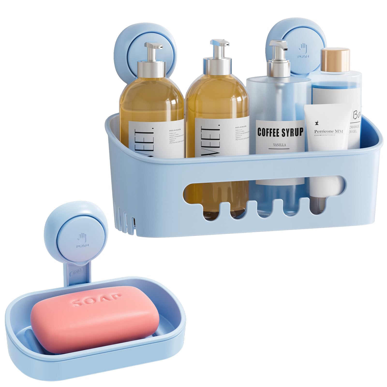 TAILI Shower Caddy Suction Cup Soap Dish Heavy Duty Bathroom Organizer Removable Shelves for Inside Shower Shampoo Waterproof