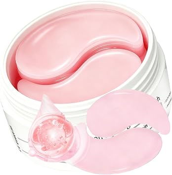 Pink Peptide Collagen Hydrogel Eye Patches, Wrinkle Patches, 60 Patches | for Puffy Eyes, Dark Circles, Eye Bags, Wrinkles and Fine Lines, Firming and Depuffing Under Eye Masks, Korean Skincare