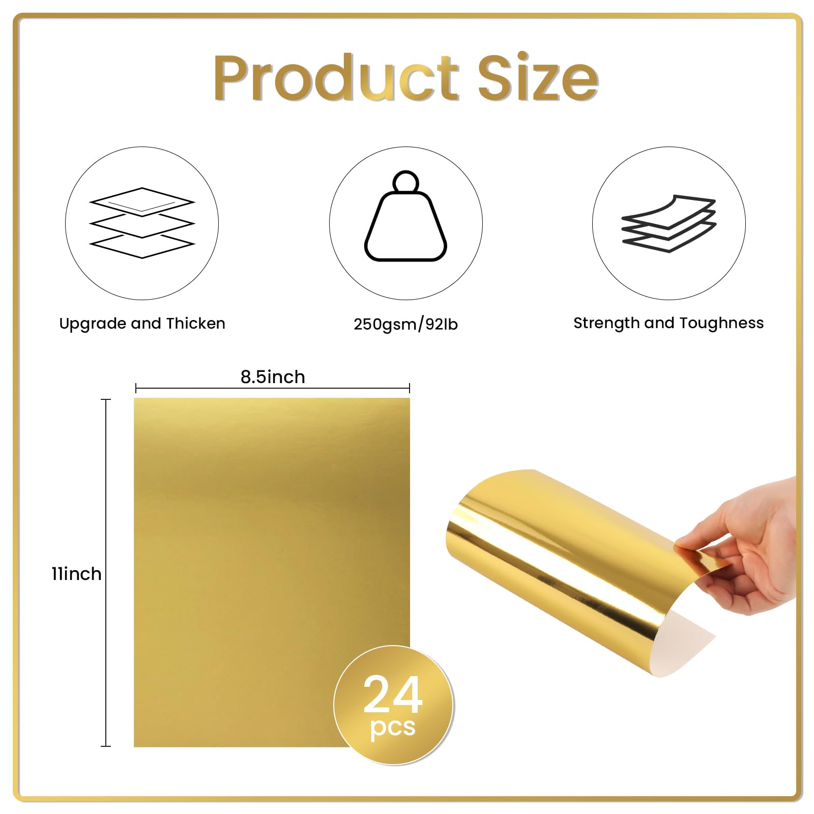 24 Sheets Gold Mirror Cardstock Paper A4 - Image 2