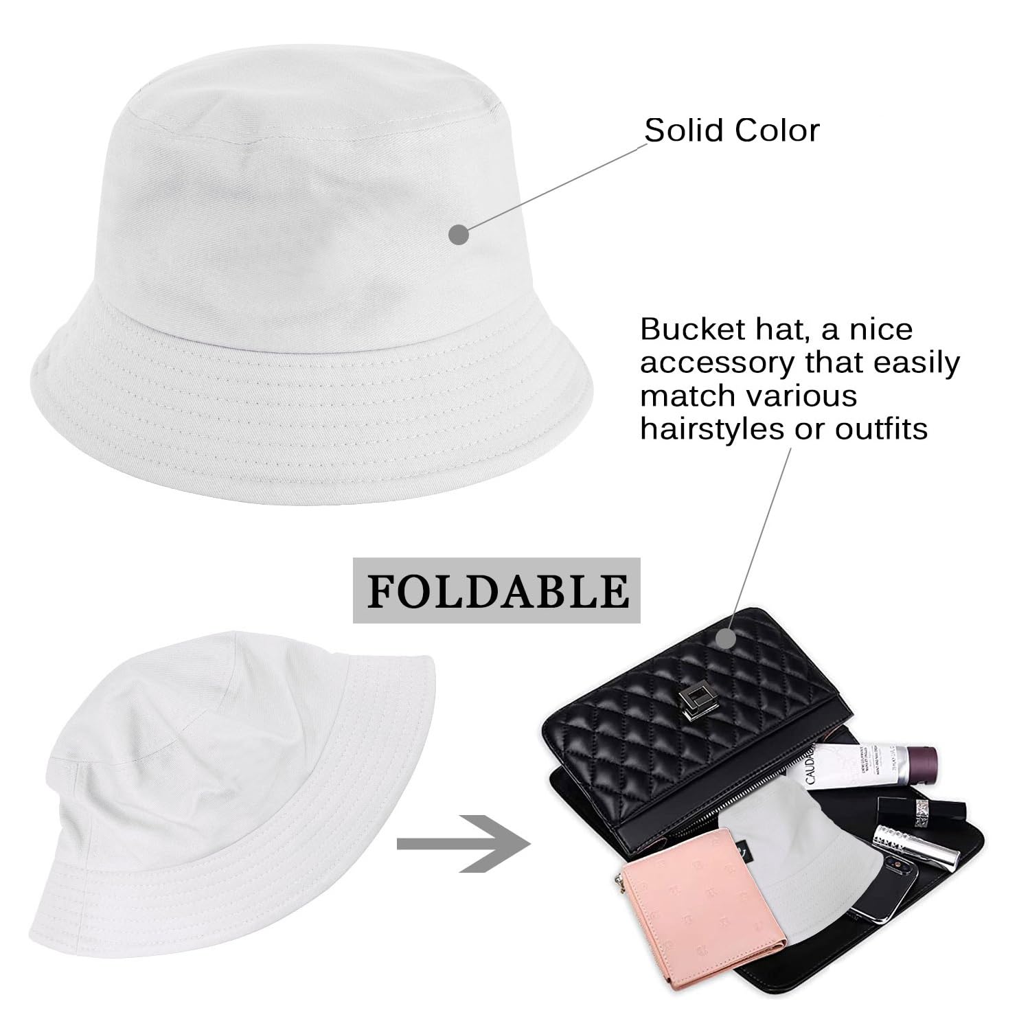 Tuopuda Cappello Pescatore Uomo Donna, Pieghevole Cappello da Pesca in Cotone Cappelli da Spiaggia Protezione del Sole Bucket Hat per Escursionismo Campeggio Viaggio Pesca 56-58cm