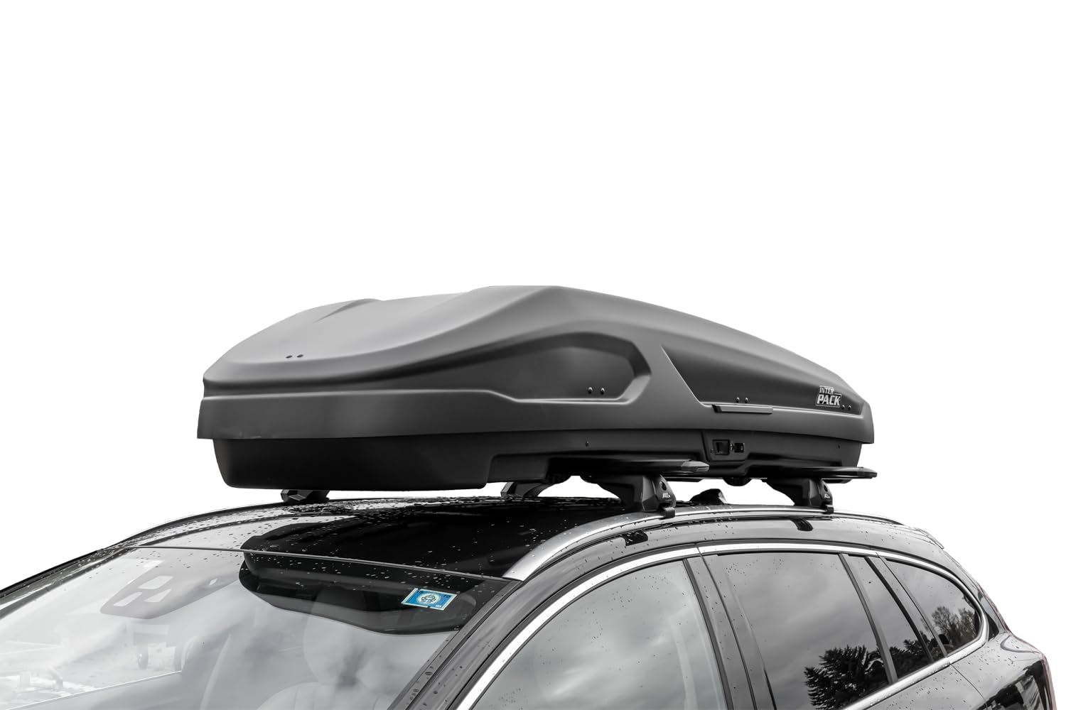 Coffre de Toit Monsun M Noir Mat 470 L, Box de Toit Aérodynamique 75 kg pour Skis et Bagages, Système de Fixation Rapide Rapid Fit et Ouverture Double Face