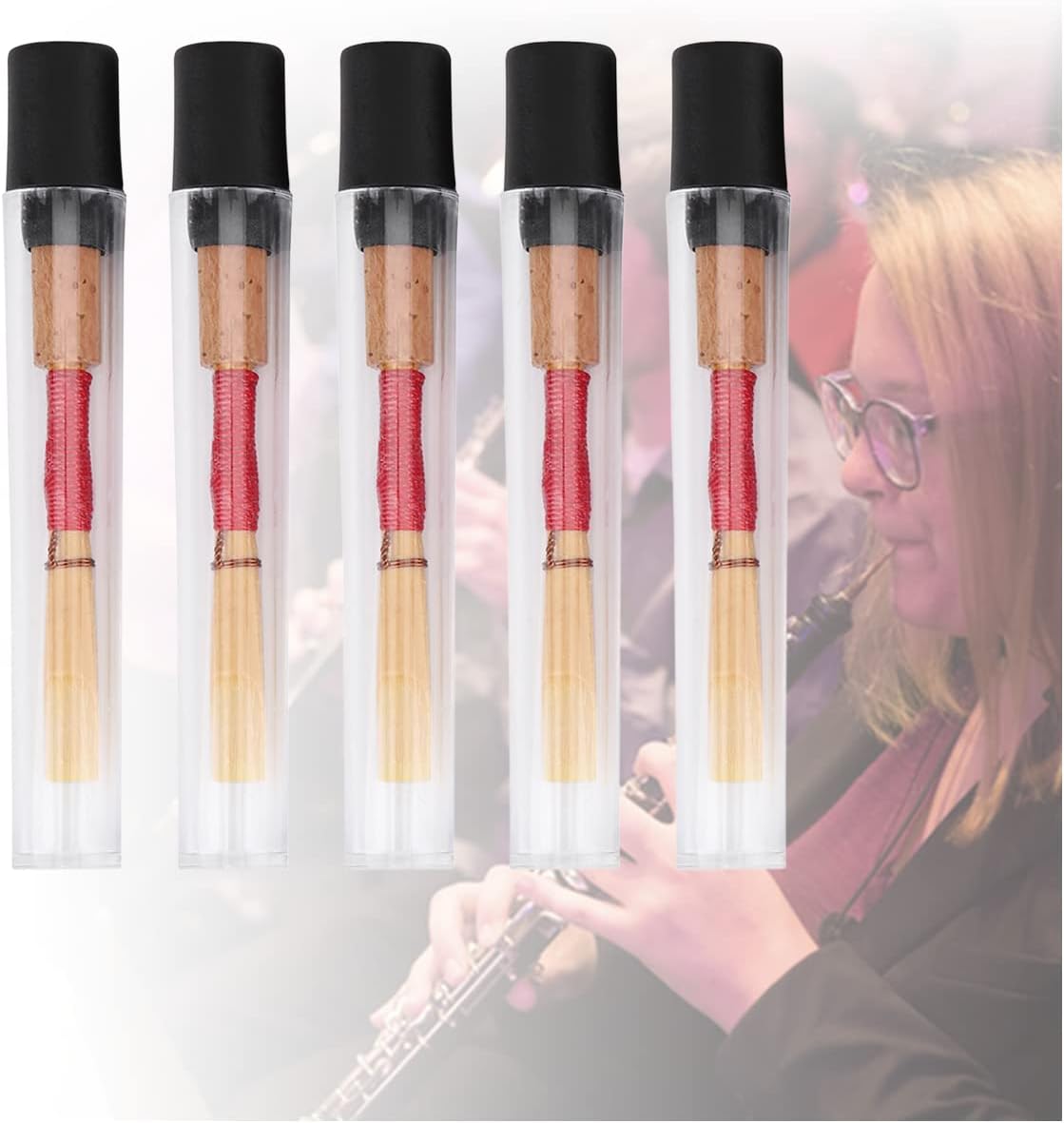 5PCS Oboe Reeds Medium, Oboe with 72mm/2.83" Reed, Oboe Instrument Accessory, No Soaking Required, Oboe Reeds for Beginners, 82 x 13 x 13mm