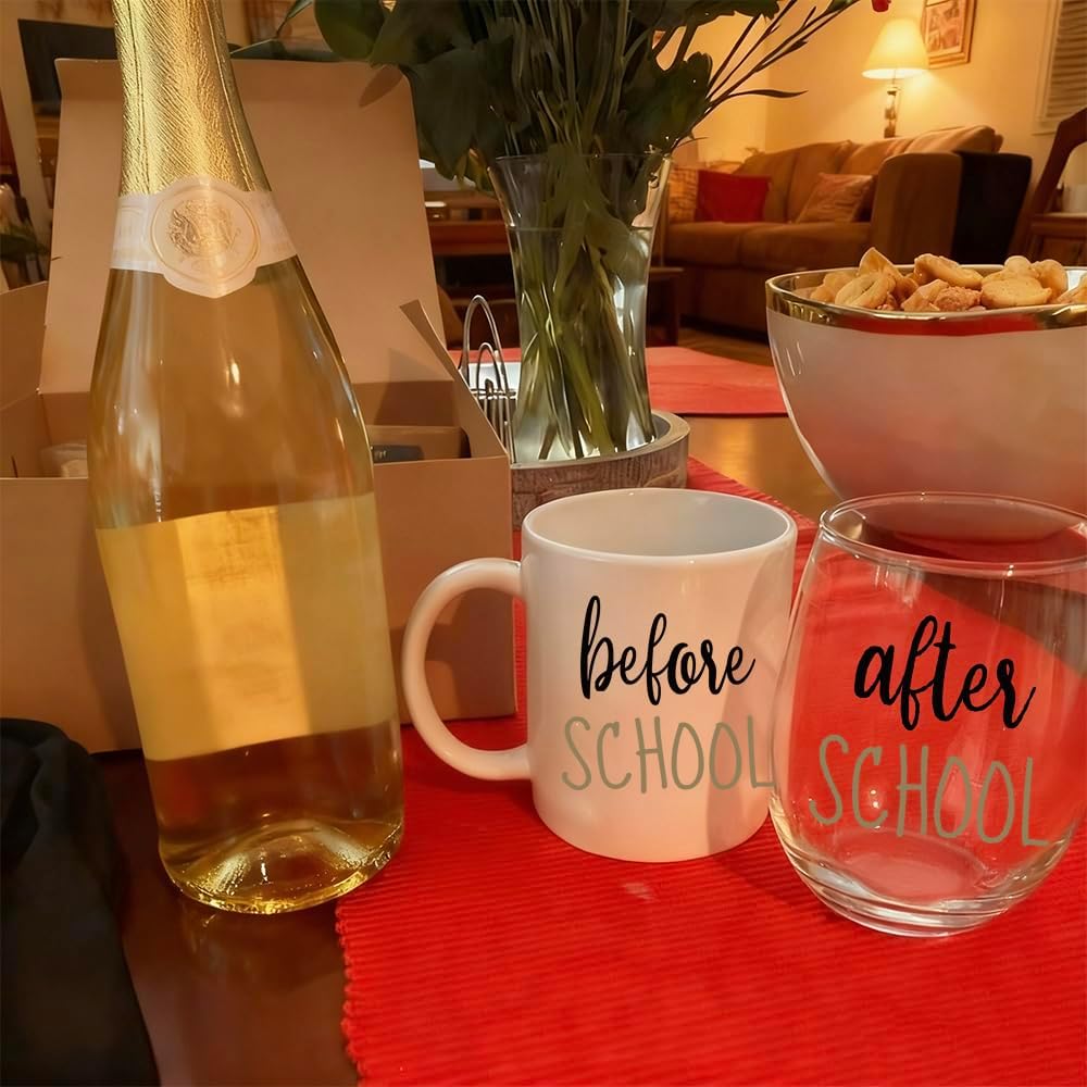 Before School After School Wine Glass Teacher Appreciation Gifts for Women Men - Thank You & End of Year Gifts for Teachers Mentor, Teachers Appreciation Week, Teacher Day Christmas Birthday Gift - Image 3