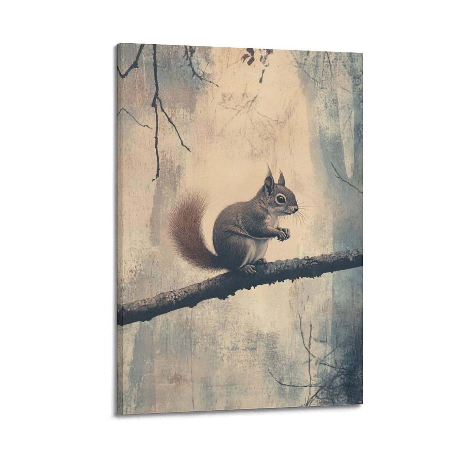 WZKTCL Animal Poster Squirrel in The Tree Artwork Poster Decorative Painting Canvas Wall Posters And Art Picture Print Modern Family Bedroom Decor Posters 24x36inch(60x90cm)