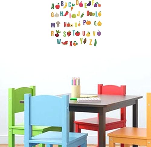 Miniatura 5 de BIBITIME Calcomanías del alfabeto educativo para bricolaje, frutas, manzana, plátano, zanahoria, A, B, C, Z, letras para escuela, guardería,