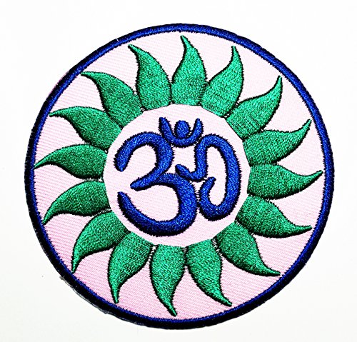 Hho Aum Om Ohm Hindu Yoga Indian Lotus Lucky Sign Hippie Logo Patch Embroidered Diy Patches Cute Applique Sew Iron On Kids Craft Patch For Bags Jackets Jeans Clothes #TOP21