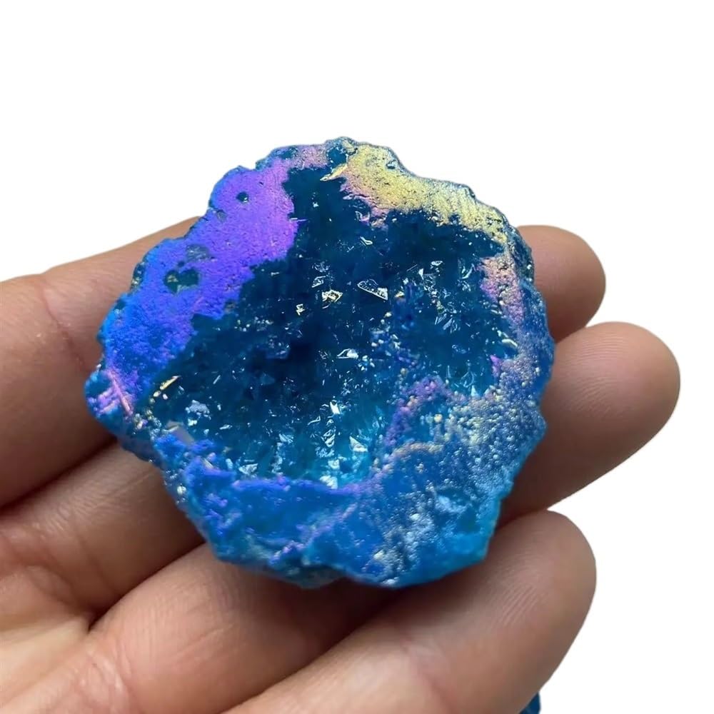 YLQUXEUV Stone Angel Aura Quartz Geode - Titanium Alloy High Crystal Cuarzo Cluster/Geode