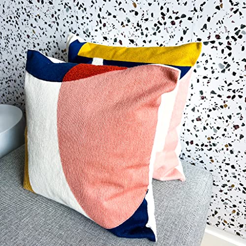 Rhapsody Studio Geometric Pillow Cover - Boho Pillow Cover Set Of 2 , Decorative Throw Pillow Covers 18X18 , Throw Pillows For Couch , Pink Embroidered Cushion Covers #TOP20