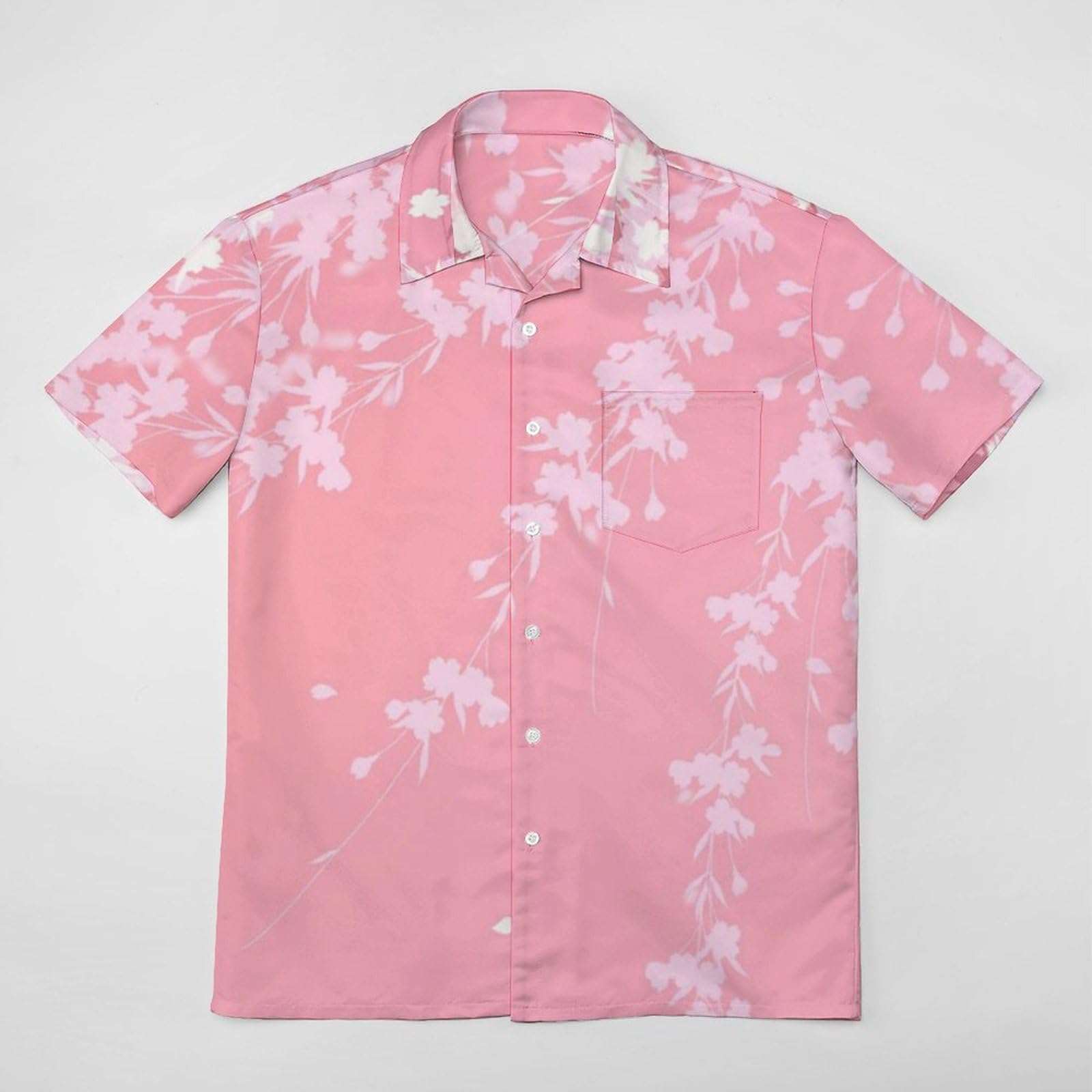 Amazon.co.jp: シャツ アロハシャツ メンズ ピンクの桜 半袖シャツ