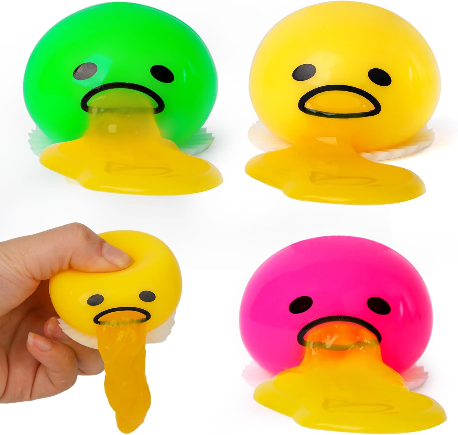 POPLAY 3PCS Vomiting Sucking Egg Yolk, Slime Stress Egg Vomiting Egg Novelty Stress Squeeze Toys Fidget Toy Sensory Toy for Kids Birthday Party Prank Toys