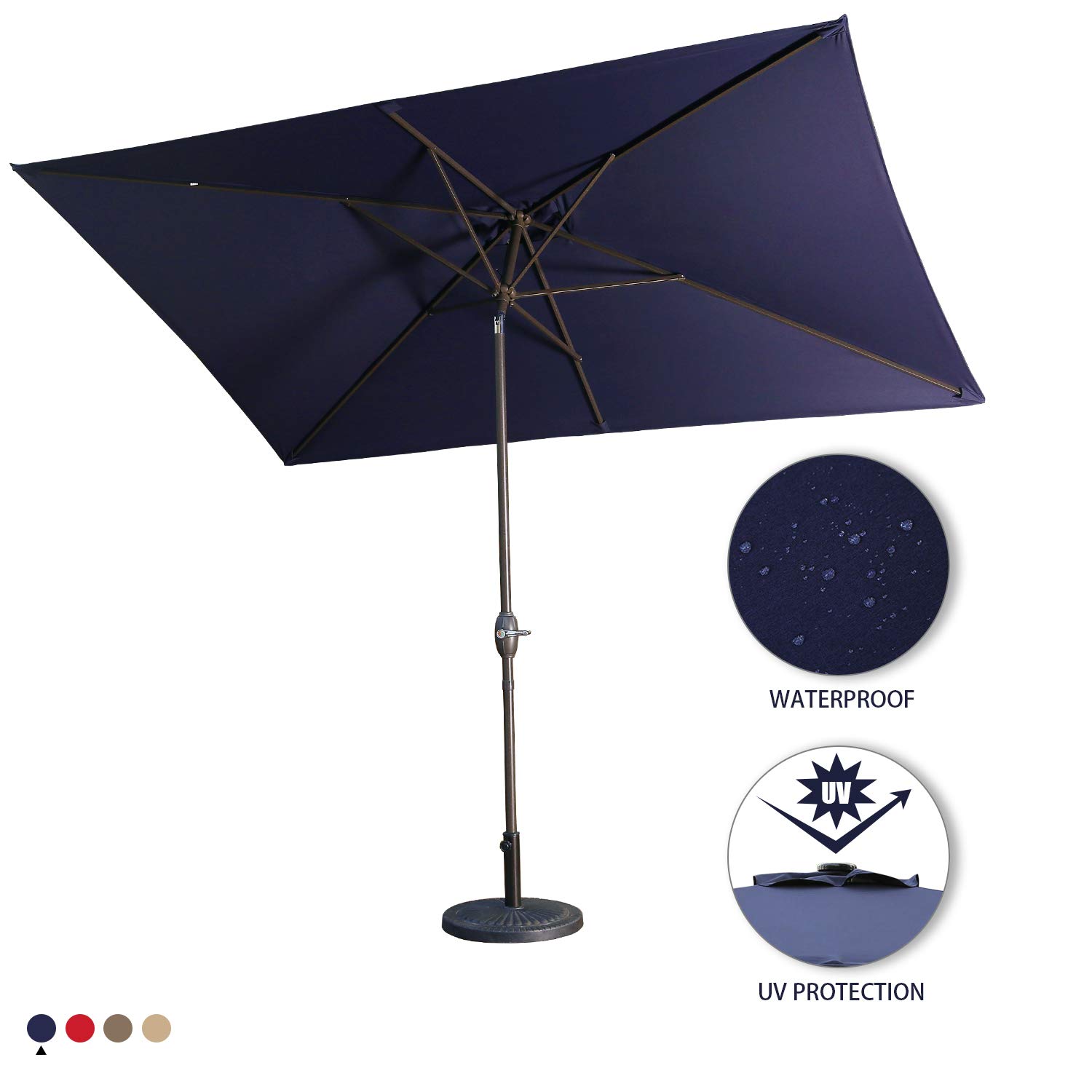 Aok Garden 6 5 10ft Rectangular Patio Umbrella Outdoor Table Umbrella Tilt With Push Button And Crank For Deck Pool Market Navy Blue Buy Online In Botswana At Desertcart
