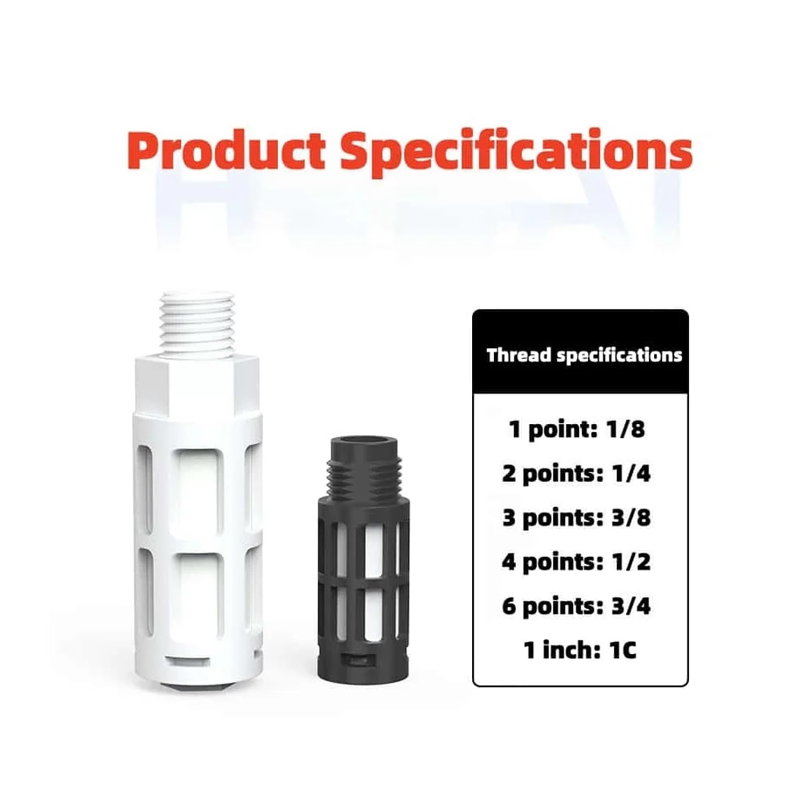 Silenziatore pneumatico Aria e filtro silenziosi in plastica, | Filettatura maschio 1/8" 1/4" 3/8" 1/2", for sistemi(PSL-3I4,BLACK 10PC)