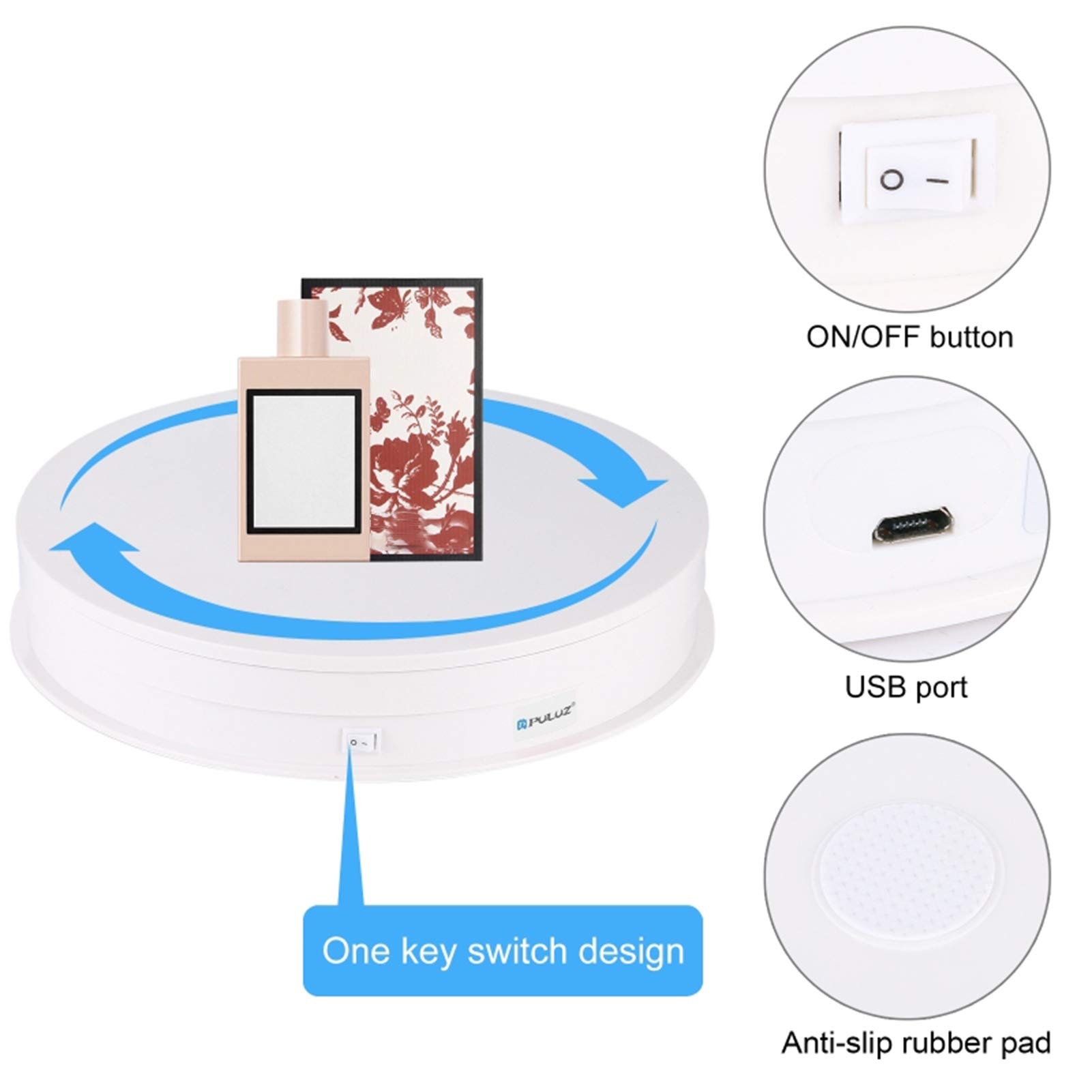 Stojak na biżuterię Gramofon Glorify do Dekoracji Biały ABS PC 30 Cm USB do Sklepu Sklepowego (Rozmiar 2)
