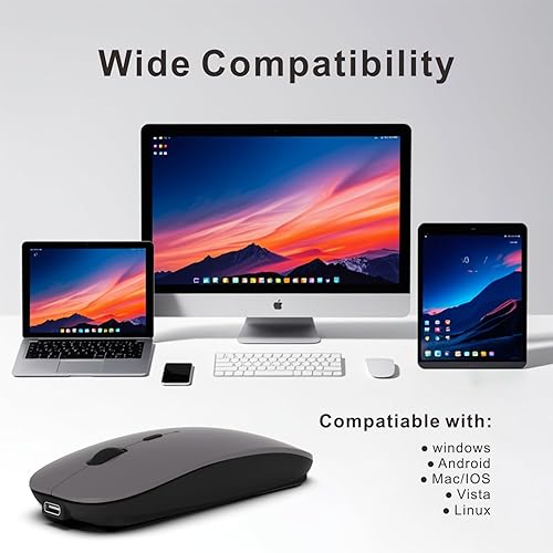 Miniatura 4 de HOTDREAM Ratón recargable inalámbrico Bluetooth para MacBook ProAiriPad AiriPad ProportátiltabletaiPhonePC, Bluetooth 5.23.0 y 2.4GHz Dual Mode