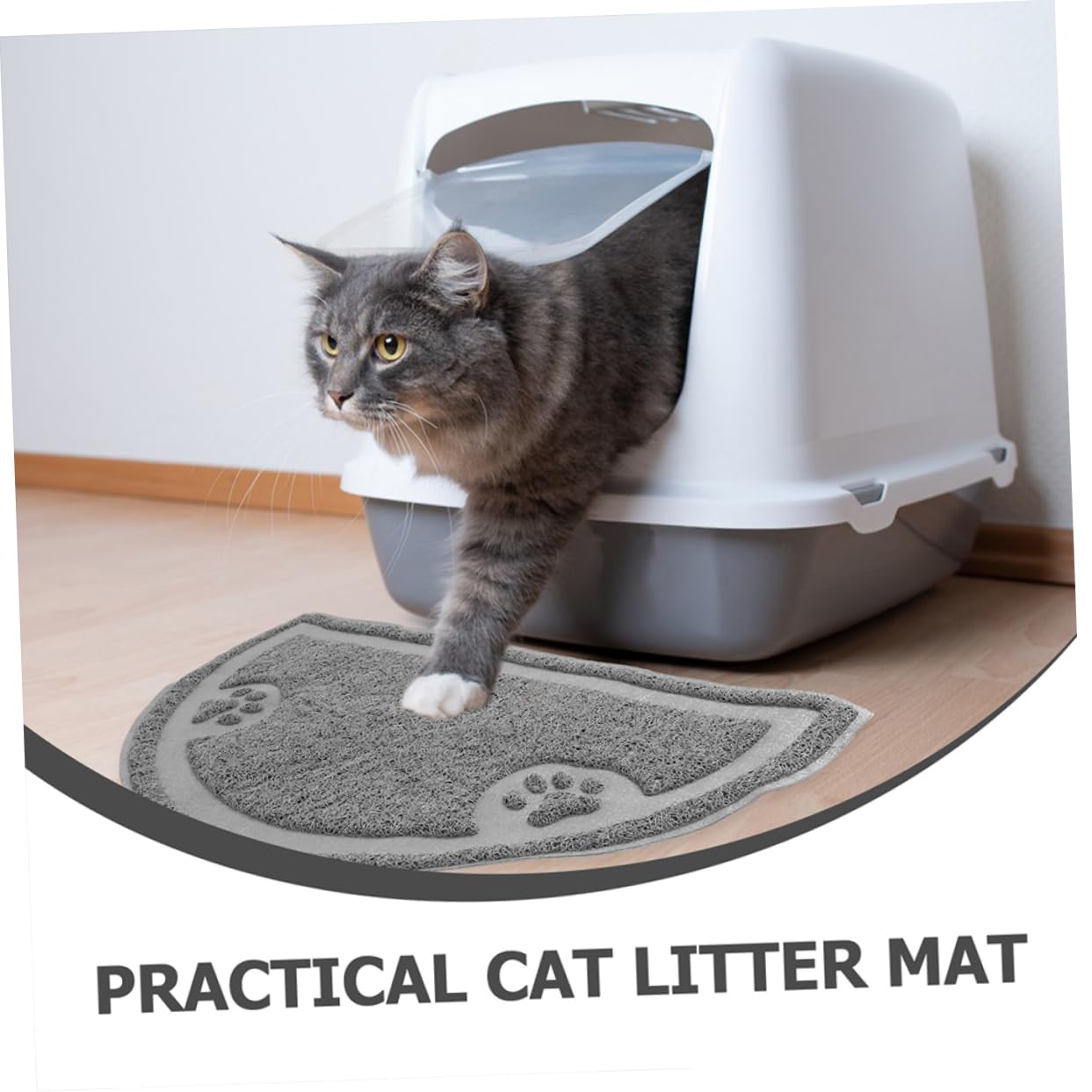 Toddmomy 2 Stück Katzenstreumatte Teilig PVC Rutschfest Große Katzenklo Unterlage für Verschiedene Katzentoiletten Verhindert Streuverschmutzung mit Halbrunden Ecken