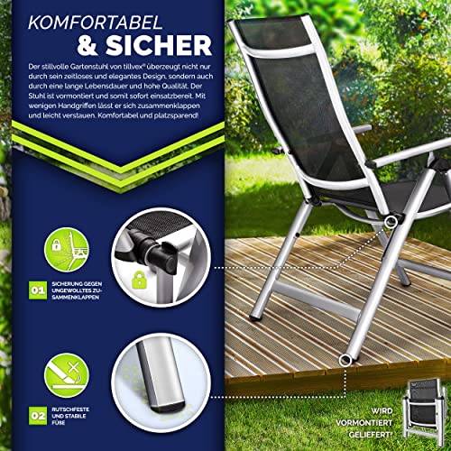 Alu Gartenstuhl tillvex klappbar Hochlehner 1 Stück für Garten Balkon Terrasse