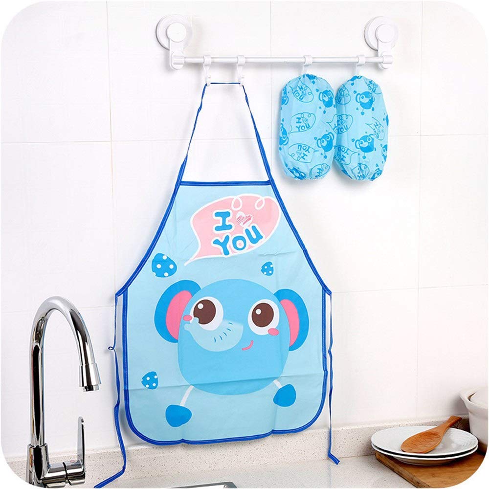 Delantal de Dibujos Animados para Cocina, repostería, Pintura, con Mangas, Impermeable, Colorido (Azul)