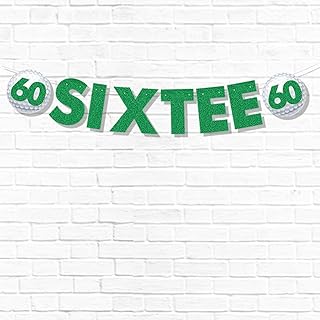 60th Birthday Decorations Women Men Pre-Strung Glitter Golf Birthday Party Decor Sign Funny Banner 60th Bday Party Supplies Sixtee Golf Theme Party Supplies 60 Birthday Banner Party Decoration