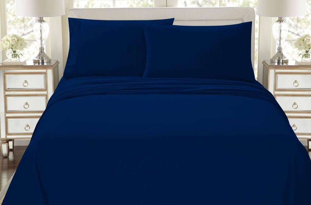 1500 Series Premium Collection, 4pc Bed Sheets (Queen,Navy)