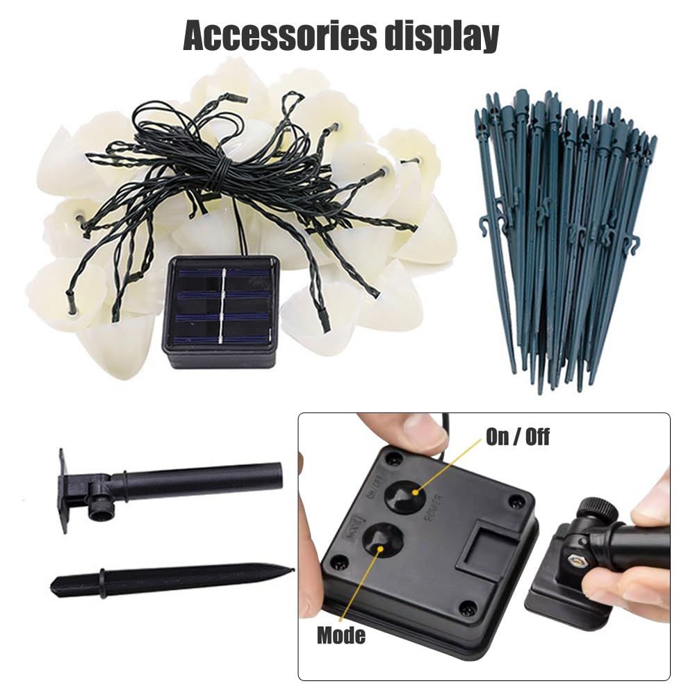 Gosyfeti Graziose luci solari a forma di fungo, 30 pezzi, 6,5 m, per esterni, con 8 modalità multicolori, impermeabili, luci da giardino per vialetti, prato, patio, cortile, decorazione per matrimoni