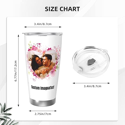 Miniatura 6 de Vaso personalizado personalizado con imagen de texto fotográfico, taza de café aislada de acero inoxidable de 20 onzas, taza de viaje, tazas de